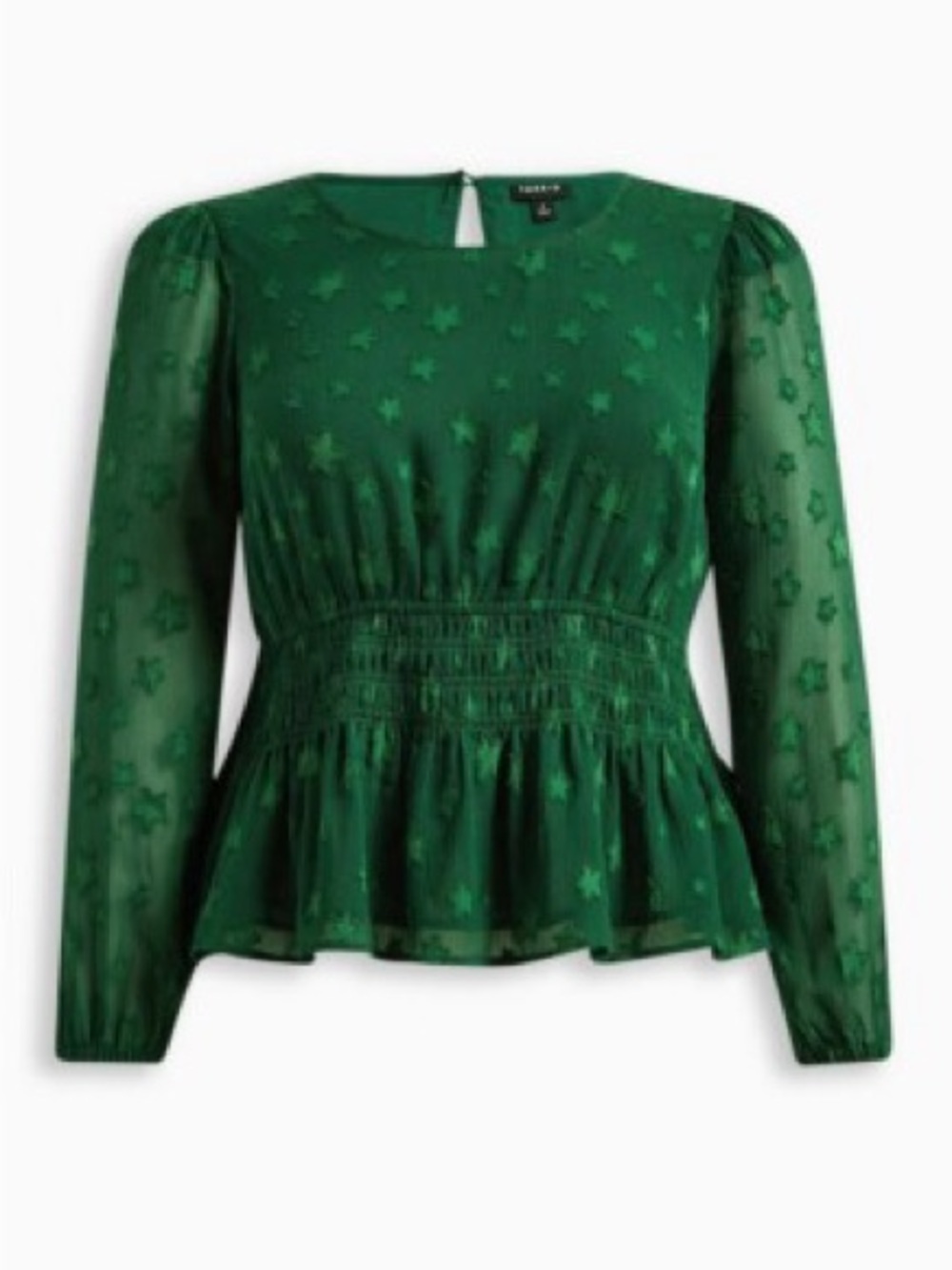 Torrid Crinkle Chiffon Star Smocked
Waist Puff Sleeve Top